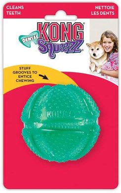 Іграшка для собак з унікальною гнучкою текстурою для чищення зубів і ясен KONG Squeezz Dental Ball, Medium/Large