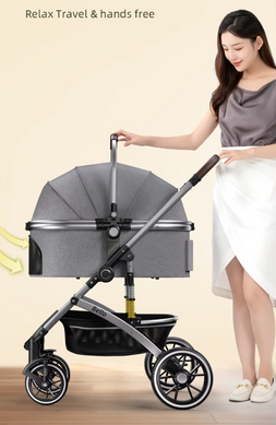Cкладная коляска для домашних животных со съемной переноской Bello LD11 Grey