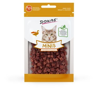 Лакомство для котов Dokas Minis с утиной грудкой и лососем, лосось, утка, 30 г