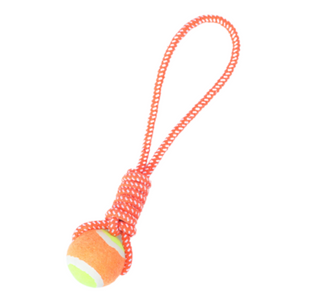 Интерактивная игрушка для собак Derby Dog Rope Toy with Tennis, Оранжевый