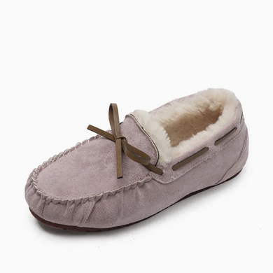 Повсякденні теплі мокасини Light Purple з бантиком, 38, 23,5 см