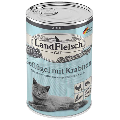 LandFleisch консерви для котів з крабом і домашньою птицею, 400 г