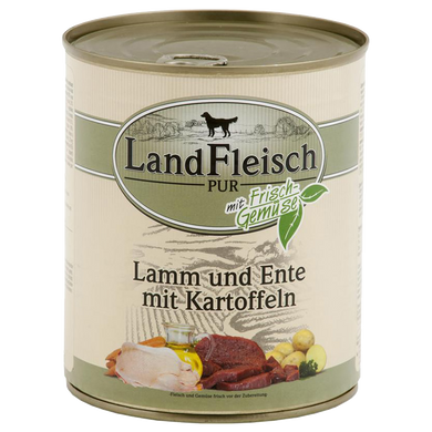 LandFleisch консерви для собак з м'ясом ягняти, качки і картоплею, 800 г