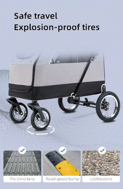 Большая просторная коляска для собак до 55 кг Bello L01G Grey