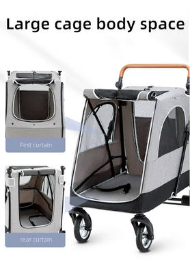 Большая просторная коляска для собак до 55 кг Bello L01G Grey