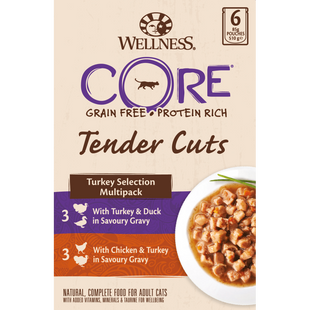 Набор консерв для котов Wellness CORE Tender Cuts Turkey Selection Multipack с индейкой, 6х85 г