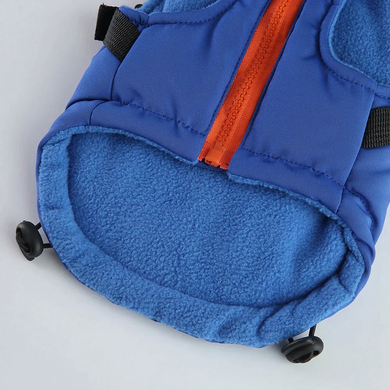 Зимовий жилет для собак з капюшоном та хутром Derby Blue/Orange, 24 см, 34 см, 24 см, S