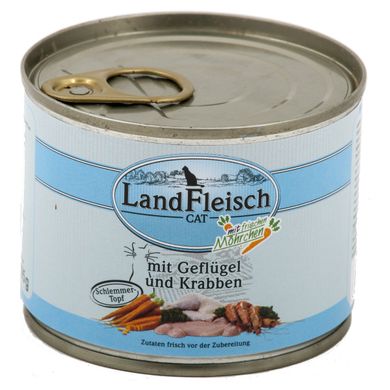 LandFleisch консерви для котів з крабом і домашньою птицею, 195 г
