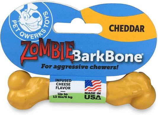 Жевательная кость для собак Pet Qwerks Zombie BarkBone Cheddar Cheese с ароматом сыра, Medium