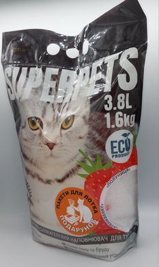 Силікагелевий наповнювач SUPERPETS з ароматом &laquo;Полуниця&raquo;, 3,8 л, 1,6 кг