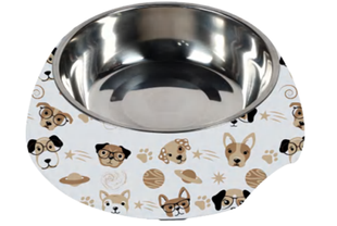 Меламиновая миска с чашей из нержавеющей стали Derby AH005 Dogs, S, 150 мл, 10.5x14x4 см