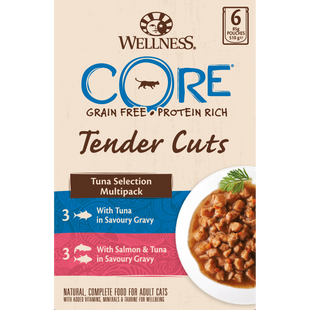 Набор консерв для котов Wellness CORE Tender Cuts Tuna Selection Multipack с тунцом, 6х85 г