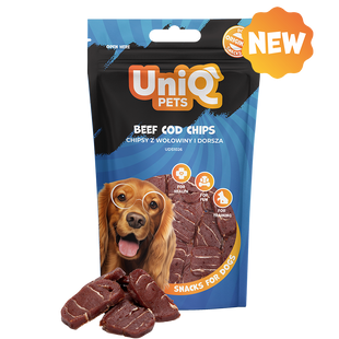 Лакомство для собак UniQ PETS Чипсы из говядины и трески, 80 г