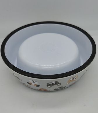 Меламиновая миска с чашей из нержавеющей стали Derby AH005 Dogs, S, 150 мл, 10.5x14x4 см