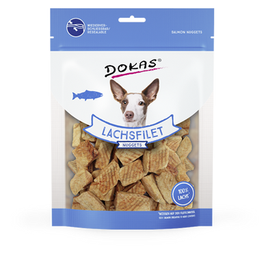 Ласощі для собак Dokas - Нагетси з лососем, лосось, 100 г, Упаковка виробника