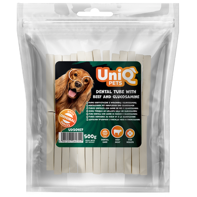 Лакомство для собак UniQ PETS Палочки для зубов с говядиной и глюкозамином, говядина, 500 г