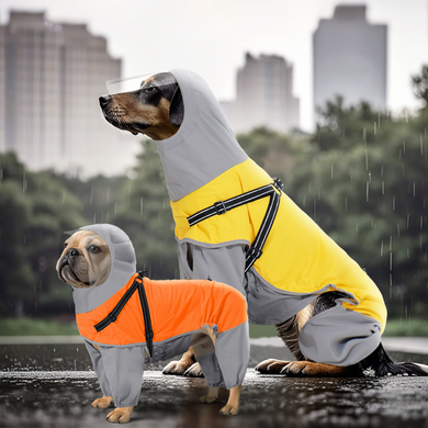 Дождевик для собак Wan Talk Dog Yellow Raincoat с капюшоном, 66 см, 80-93 см, 3XL