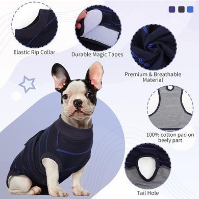 Попона для відновлення собак Wan Talk Recovery Suit, Dark Blue Stripe, 25 см, 33-40 см, 27 см, XS