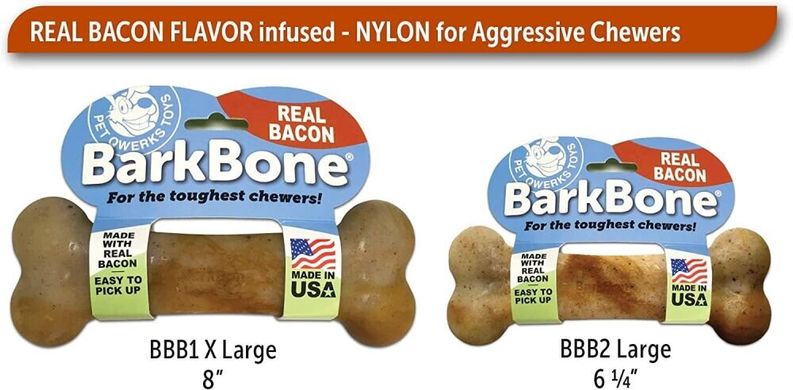 Жувальна кістка для собак Pet Qwerks Real Bacon Infused BarkBone з ароматом бекону, X-Large