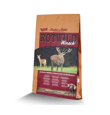 Сухий суперпреміум корм для собак Markus-Muhle ROTWILD Hirsch з оленем, качкою і білою рибою, 5 кг, Упаковка виробника, Сухий корм, Заводська