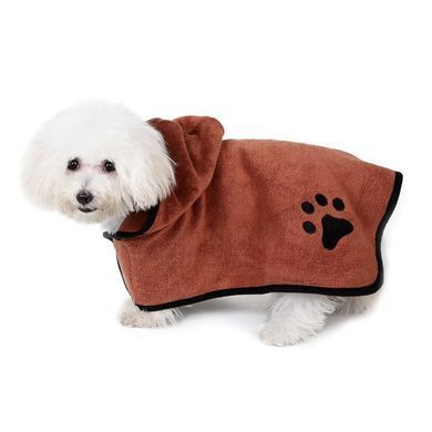 Рушник/халат для собак Derby з мікрофібри з капюшоном і поясом, Brown, S