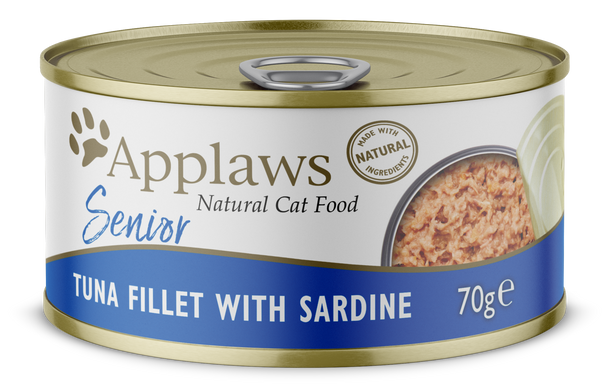 Консервированный корм для пожилых котов Applaws Senior Tuna Fillet with Sardine с тунцом и сардиной, 70 г