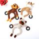 Плюшевая игрушка для собак Squeaky Dog Toy with Rubber Ring - Khaki Cow