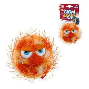 Игрушка для Собак Gigwi Crazy Ball Резиновый Мяч с Ворсистым Покрытием и Пищалкой Оранжевый 7 см, Small