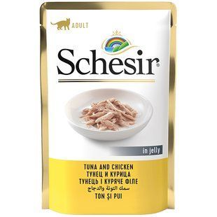 Вологий корм для котів Schesir Tuna and Chicken Тунець з курячим філе в желе, 85 г