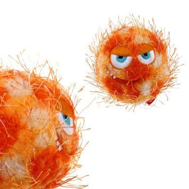 Іграшка для Собак Gigwi Crazy Ball Гумовий М'яч з ворсистою Покриттям і пищалки Помаранчевий 7 см, Small