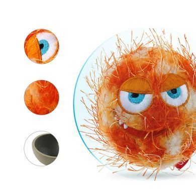 Іграшка для Собак Gigwi Crazy Ball Гумовий М'яч з ворсистою Покриттям і пищалки Помаранчевий 7 см, Small