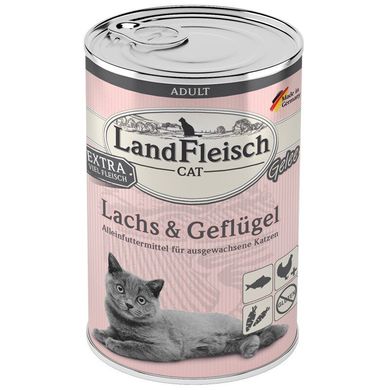 LandFleisch желе для котів з лососем і птицею, 400 г