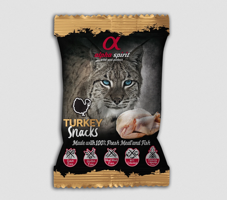 Напіввологі ласощі Alpha Spirit Cat Snacks (індичка), індичка, 50 г