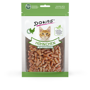 Лакомство для котов Dokas - Куриные снеки с рисом и сезамом, курица, 70 г, Упаковка производителя
