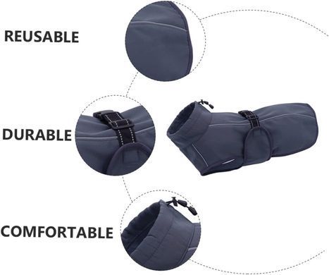 Светоотражающее теплое пальто для собак Derby DJ64 Grey, 41 см, 64-72 см, 51 см, S