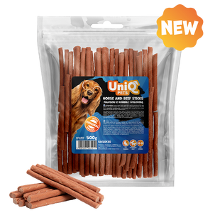 Лакомство для собак UniQ PETS Стики с кониной и говядиной, говядина, конина, 500 г