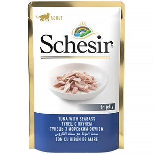 Консерви для котів Schesir Tuna with Seabass Тунець з морським окунем у желе, 85 г