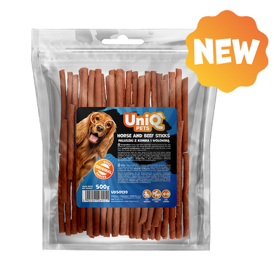 Лакомство для собак UniQ PETS Стики с кониной и говядиной, говядина, конина, 500 г