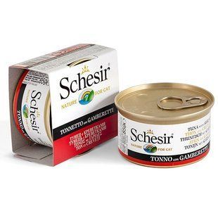 Консерви для котів Schesir Tuna Prawns з тунцем і креветками в желе 85 г