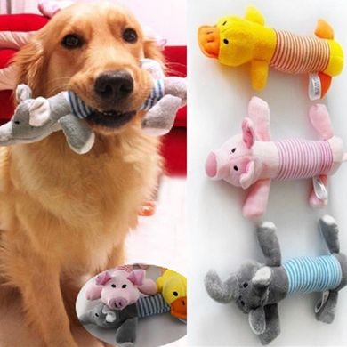 М'яка іграшка для собак Ducling, Elephant & Pig, серый, 1 шт.