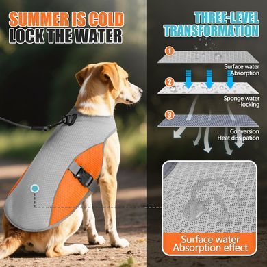 Літній охолоджуючий жилет для собак Derby Summer Dog Cooling Harness PA0360-1 Orange, 35 см, 42-50 см, 30-36 см, S