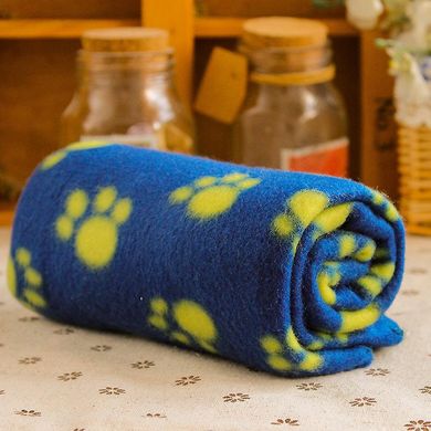 Плед для домашних животных Paw Print Soft Fleece Pet Blanket, Синий, 60х70 см