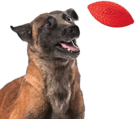 Футбольний м'яч для собак Nerf Dog Tire Squeak Football з інтерактивною пищалкою, Червоний, Large