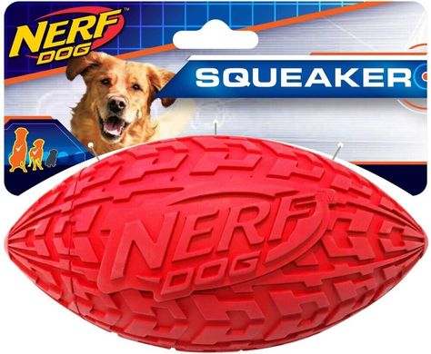 Футбольний м'яч для собак Nerf Dog Tire Squeak Football з інтерактивною пищалкою, Червоний, Large