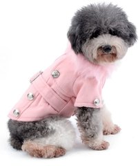 Пальто для собак Glamor Pink с хутряним коміром, 26 см, 30 см, 24 см, S