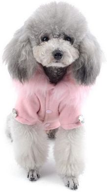 Пальто для собак Glamor Pink с хутряним коміром, 26 см, 30 см, 24 см, S