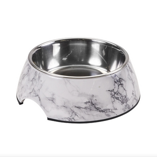 Меламиновая миска с чашей из нержавеющей стали Derby AH005 Marble, S, 150 мл, 10.5x14x4 см