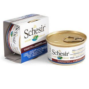 Консерви для котів Schesir Tuna Whitebait Rice з тунцем, мальками і рисом у власному соку 85 г