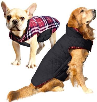 Зимовий водонепроникний двохсторонній жилет в клітинку Derby Plaid Red в британському стилі, 26 см, 34-40 см, 28 см