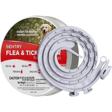Ошийник Sentry Flea&Tick Collar від бліх і кліщів для собак крупних порід, 56 см, Ошейник, 2 шт.